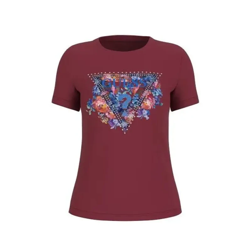 Image of Guess T-Shirt round neck woman Guess Peony Triangle Rouge Female XL