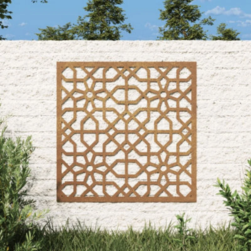 Image of vidaXL Garden Wall Decoration 55x55cm Corten Steel Moorish Design, Brown 824478