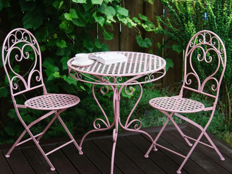 Image of Beliani Bistro Set Folding Albinia Metal Pink