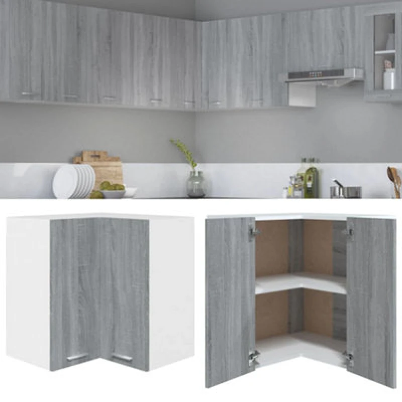Image of VIDAXL Hanging Corner Cabinet Lyon Grey Sonoma 57x57x60cm Engineered Wood vidaXL 8720286954911