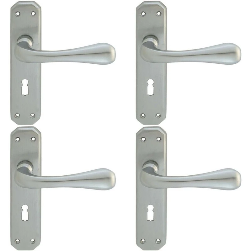 Image of Loops 4x PAIR Heavy Duty Handle on Angular Lock Backplate 180 x 40mm Satin Chrome Multi