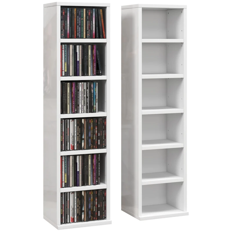 Image of HOMCOM Set Of 2 Cd Storage Units With Adjustable Shelves, High Gloss White 833-872V01WT