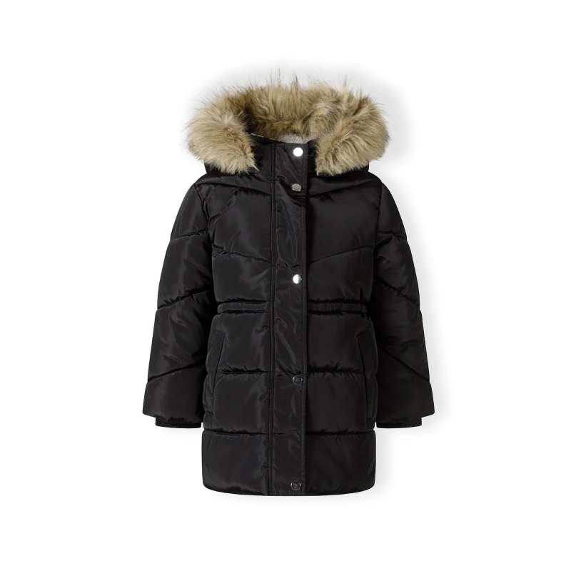 Image of Minoti Girls winter coat with faux fur trim Black female 7-8 Yrs