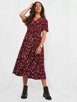 Image of Joe Browns Astonishing Animal Midi Dress -red, Red, Size 10, Women