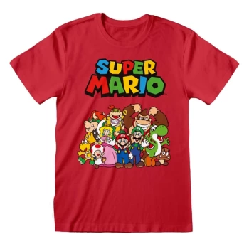Image of Super Mario - Main Character Group Unisex Medium T-Shirt - Red