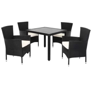 Image of Poly Rattan Garden Dining Set Riga 9Pcs Black