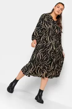 Image of Stripe Print Long Sleeve Midaxi Shirt Dress