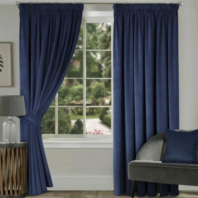 Image of Luxury Living Montreal Taped Top Navy Curtains
