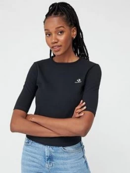 Image of Converse Slim Cropped T-Shirt - Black