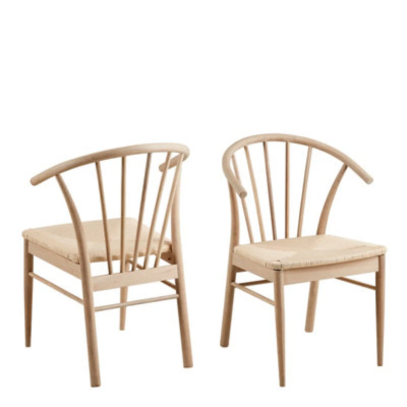 Image of Furniture To Go Cassandra Dining Chair With Armrest In White Oak Set Of 2