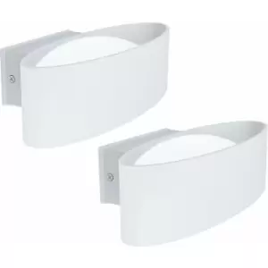 Image of Loops - 2 pack IP44 Outdoor Wall Light White Aluminium & Steel 10W LED Porch Lamp