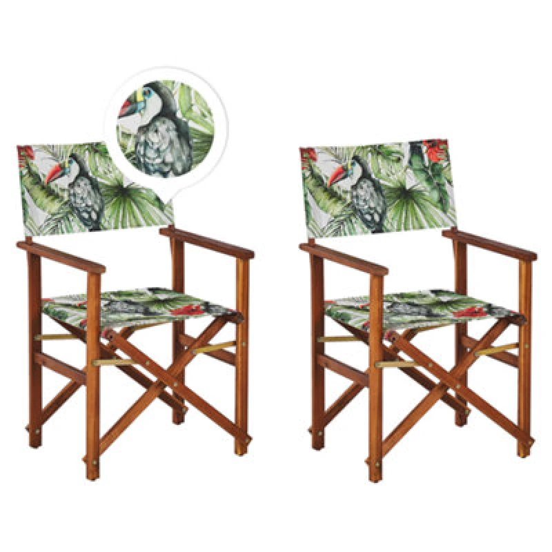 Image of Beliani Set Of 2 Garden Chairs Cine Acacia Wood Green