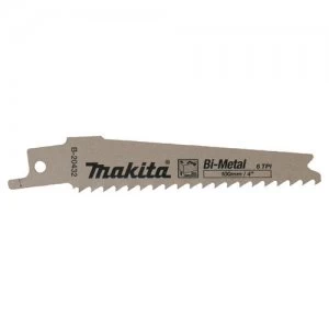Image of Makita Bi Metal Reciprocating Wood Cutting Blades 100mm Pack of 5