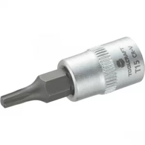 Image of Toolcraft 1/4" Drive Socket With T-Profile Bit T15