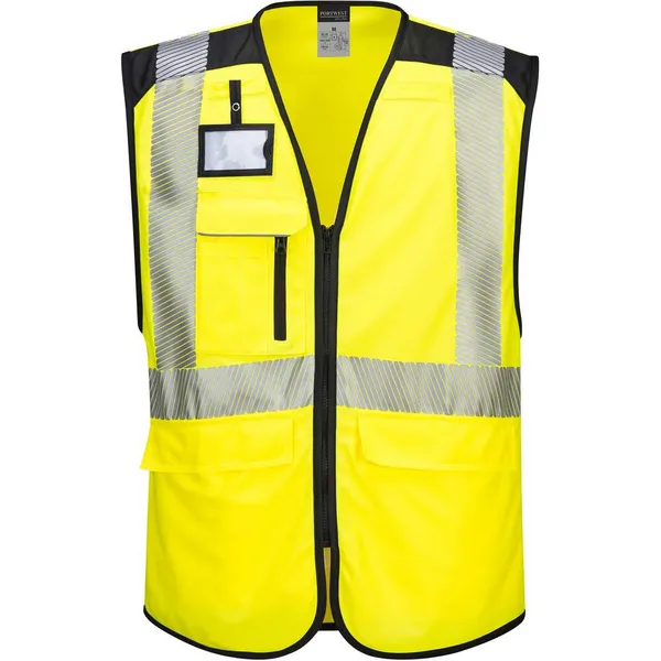 Image of Portwest PW3 Hi Vis Executive Vest PW309YBRXL Colour: Yellow / Black