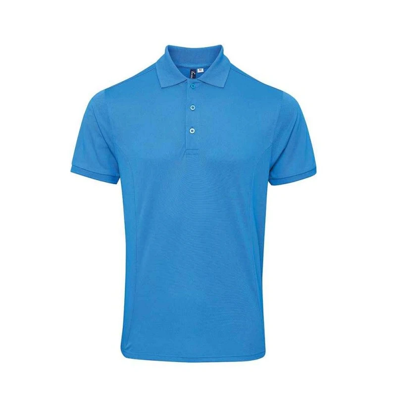 Image of Premier Premier Men Coolchecker Plus Piqu Polo Shirt in Turquoise Size: Small Turquoise S Male 5063527592491