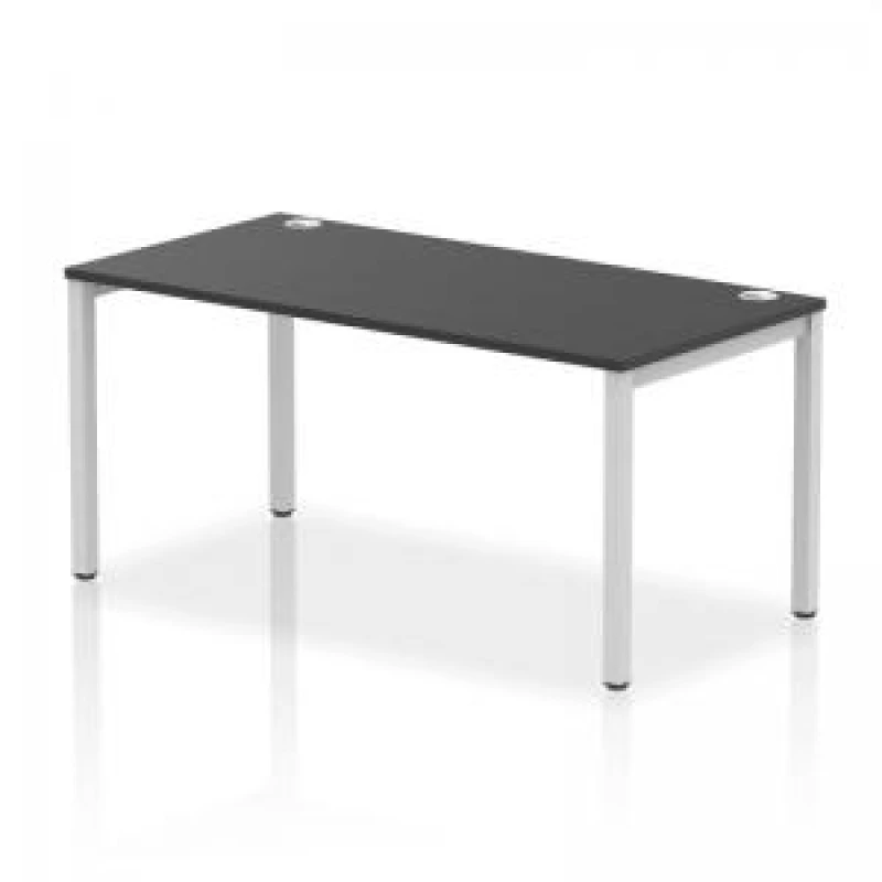 Image of Impulse Impulse Bench Single Row 1600 Silver Frame Office Bench Desk Black IMBS16BLKS