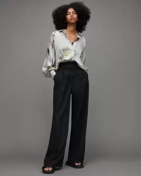 Image of AllSaints Womens Oana Cordelia Shirt, Soft Grey, Size: 8