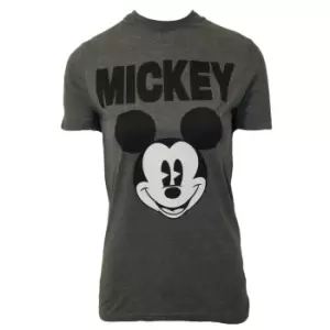 Image of Disney Womens/Ladies Mickey Mouse Face T-Shirt (L) (Charcoal Grey)
