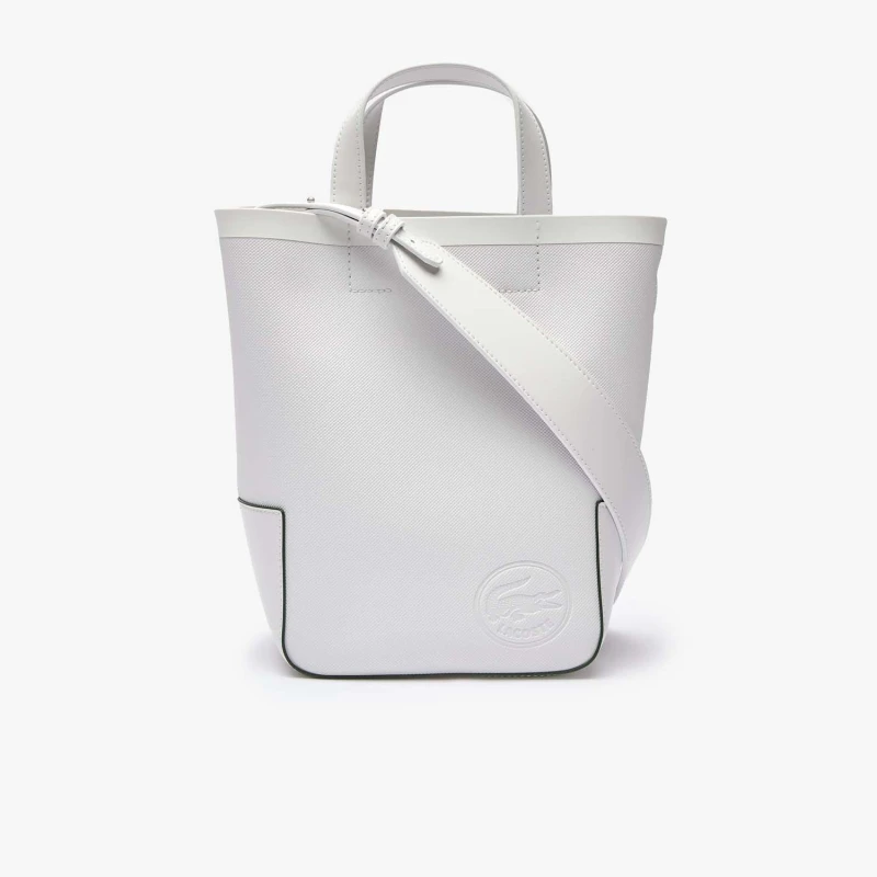 Image of Lacoste The Court Piqu Canvas Tote Bag - White White One Size