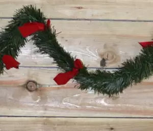 Image of 2.7m x 10cm Premier Christmas Green Tinsel with Red Bows Festive Decorative