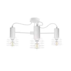 Image of Rune Multi Arm Semi Flush Ceiling Light White, 60cm, 3x E27