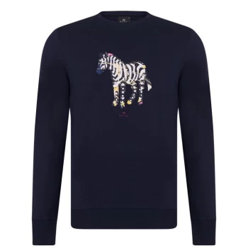 Image of Paul Smith Paul Smith Zebra Print Crew Sweater - Blue 49