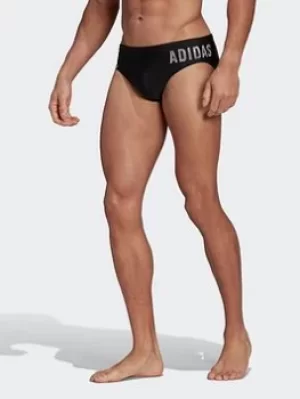 Image of adidas Wording Swim Trunks, Grey, Size S-M, Men