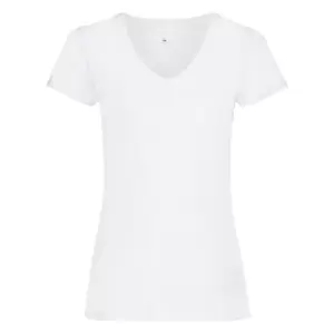 Image of Womens/Ladies Value Fitted V-Neck Short Sleeve Casual T-Shirt (Small) (Snow)