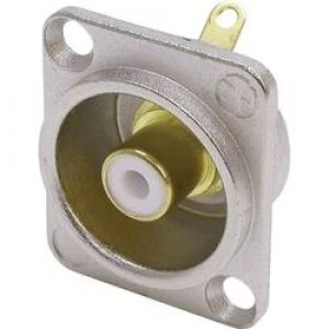 Image of RCA connector Sleeve socket straight pins Number of pins 2 Silver White Neutrik NF2D9