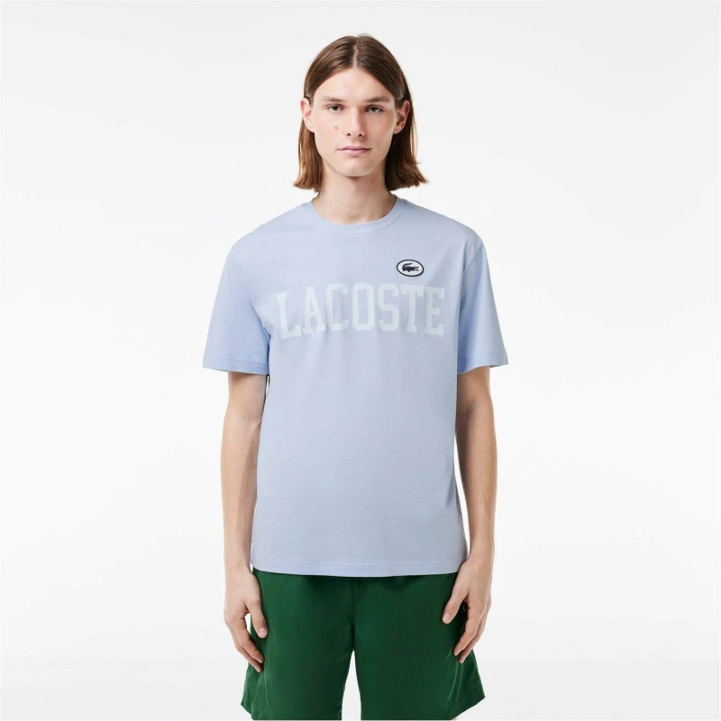Image of Lacoste Logo Print T-Shirt - Blue Blue XS
