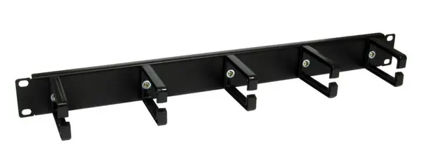 Image of 1U 19" Cable Management Bar - Black, 5 Ring