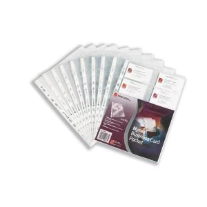 Image of Rexel A4 Clear Multipunched Business Card Pockets - Pack of 10 Pockets for 20 Business Cards