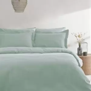 Image of The Linen Yard Waffle Double Duvet Cover Set Cotton Seafoam