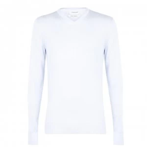 Image of Calvin Klein Cotton V Neck Jumper - Sheer Blue