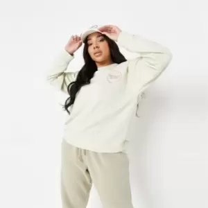 Image of Missguided Circle Positive Slogan Osized Sweat - Green