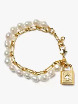 Image of Kate Spade Lock And Spade Pearl Bracelet, Multi, One Size