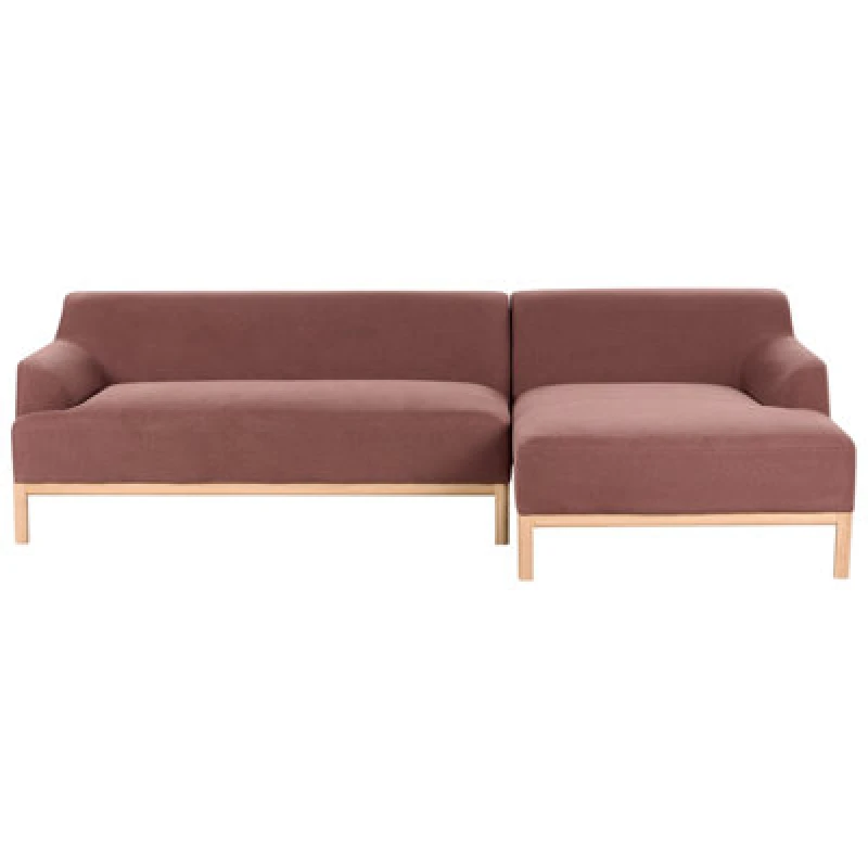 Image of Beliani Corner Sofa 3 Seater Sosjo Fabric Burgundy Left Hand