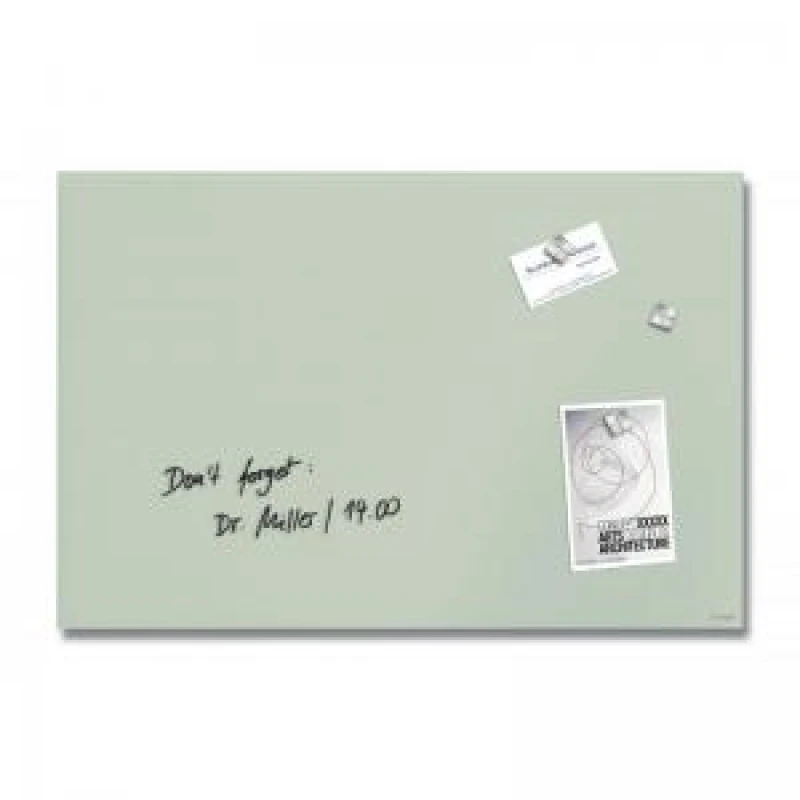 Image of Wall Mounted Magnetic Glass Board 600x400x15mm - Matt Mint