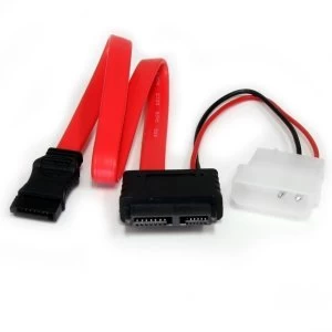 Image of 12" Slimline SATA to SATA with LP4 Power Cable Adapter