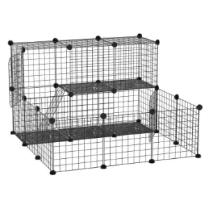 Image of Pawhut Two-Storey Pet Playpen/Small Animal Cage - Black