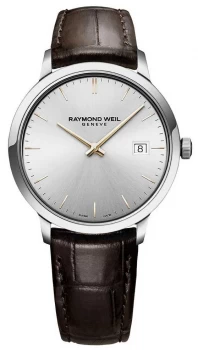 Image of Raymond Weil Mens Toccata Brown Leather Strap Silver Watch