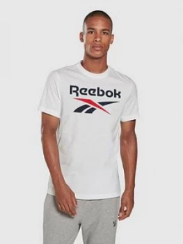 Image of Reebok Big Logo T-Shirt, White/Navy Size M Men