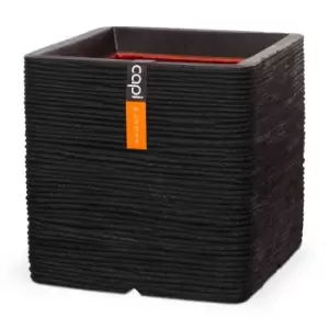 Image of Capi Europe Square Planter Rib NL 30x30x30 -Black