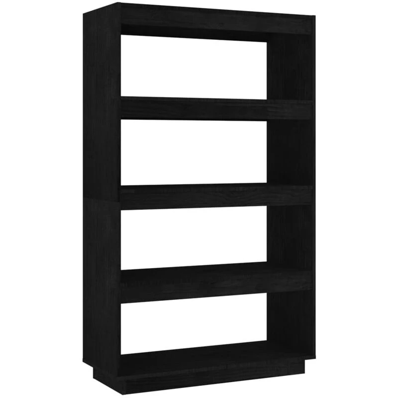 Image of Vidaxl Book Cabinet/Room Divider Black 80X35X135cm Solid Pinewood, Black 810893