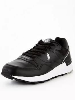 Image of Polo Ralph Lauren Trackster Pony Leather Runner Trainers - Black, Size 9, Men