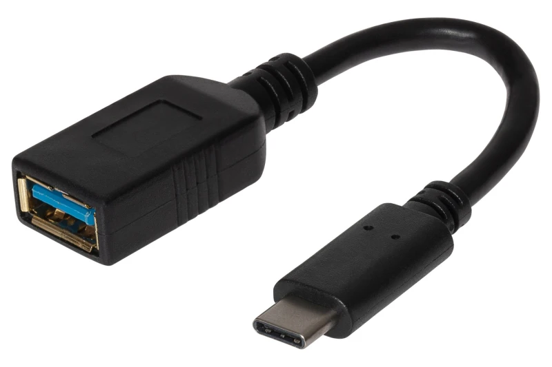 Image of Maplin USB-C to USB-A 3.1 Gen 1 Female Adapter - Black. 14cm
