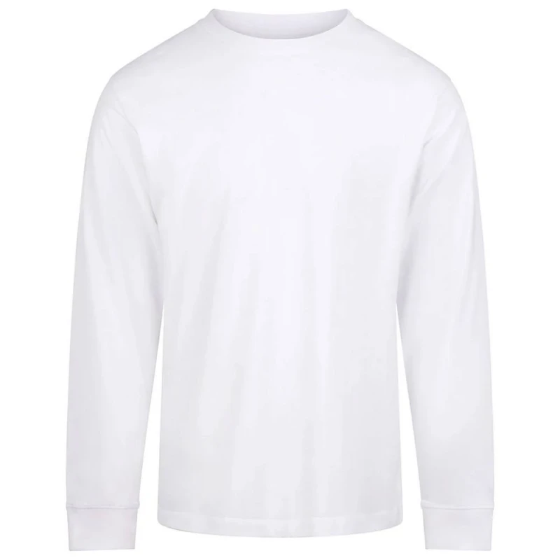 Image of AWDis Mens Long-Sleeved T-Shirt in White Size: Small White Male S