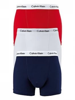Image of Calvin Klein 3 Pack of Trunks - Red/White/Navy, Red/Navy/White Size M Men
