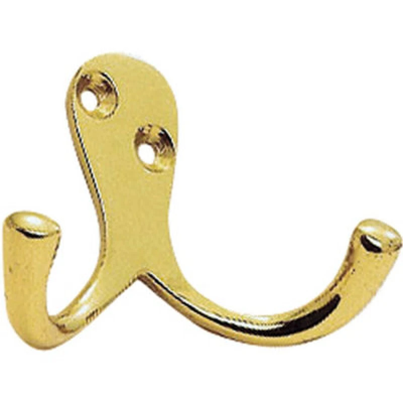 Image of Loops Victorian One Piece Double Bathroom Robe Hook 26mm Projection Polished Brass Metallics